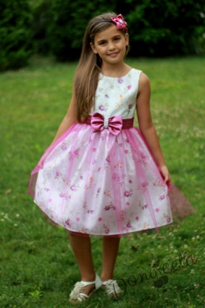 Официална детска рокля на цветя в лилаво
