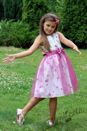 Официална детска рокля на цветя в лилаво