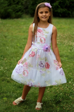 Официална детска рокля на цветя от органза Тити