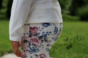 Комплект от блузка в екрю и панталонче на розички