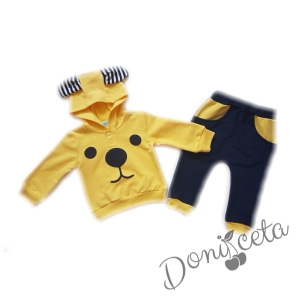 Baby set with a hood in yellow