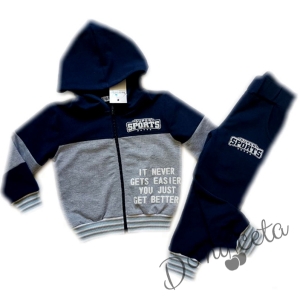 Sport set for a boy in grey with a zip and a hood