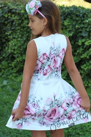 Официална детска рокля на рози от неопрен