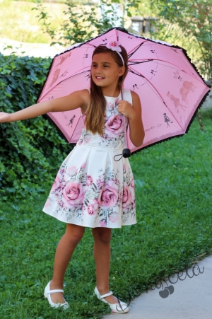 Официална детска рокля на рози от неопрен