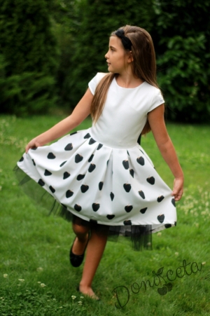 Официална детска рокля Ягода в бяло с ягодки