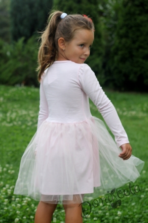 Детска рокля с дълъг ръкав в розово