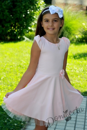 Детска рокля в розово от неопрен с пеперудки