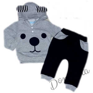 Baby set with a hood in gray