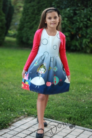 Детска рокля Валя с болеро в цвят малина