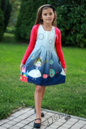 Детска рокля Валя с болеро в цвят малина