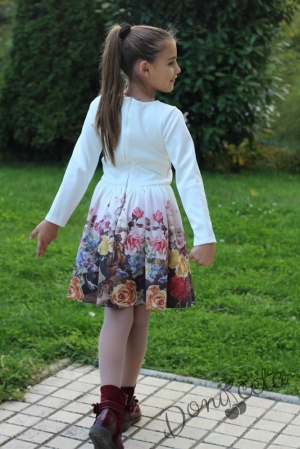 Официална детска рокля с дълъг ръкав с цветни рози Вики