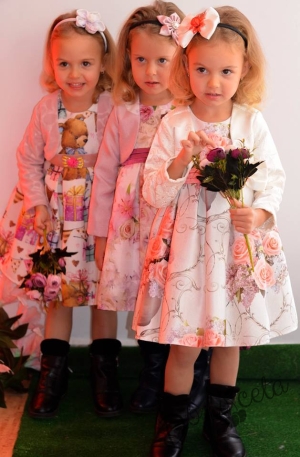 Официална детска рокля на цветя с болеро