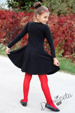 Детска рокля в черно с дълъг ръкав с черешки