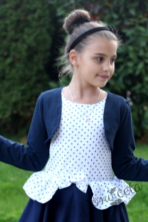 Официална детска рокля с болеро в тъмносиньо
