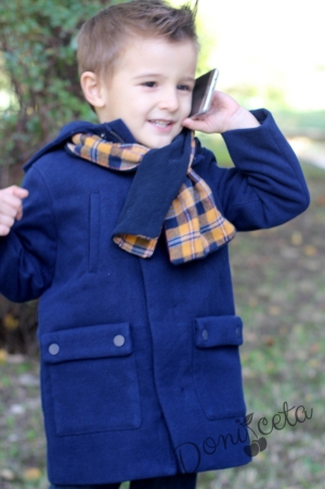 Детско палто за момче в тъмносиньо с качулка