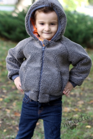 Детско каракулено яке с памучна подплата за момче