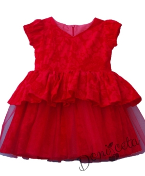 Официална бебешка рокля в червено Миринда