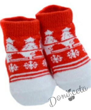 Коледни бебешки чорапки