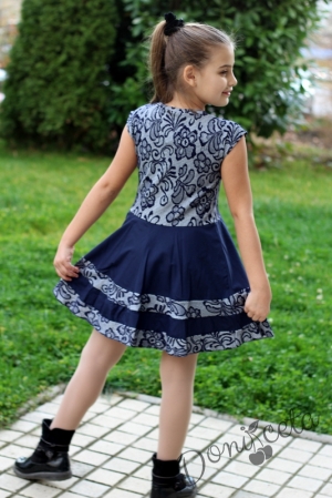 Комплект от детска рокля без ръкав в тъмносиньо