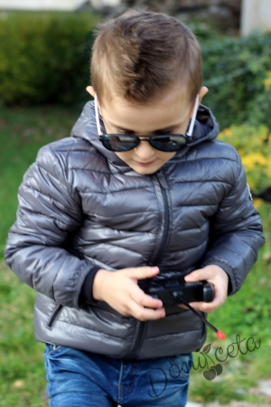 Детско шушлеково яке за момче в сиво