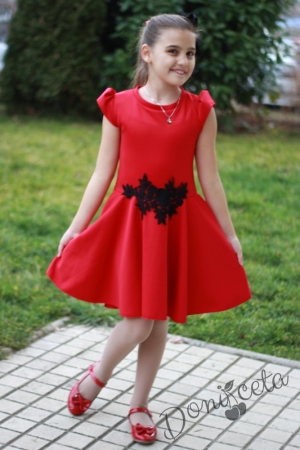 Детска рокля в червено от неопрен 