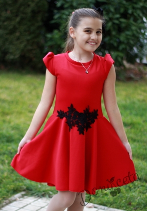 Детска рокля в червено от неопрен 