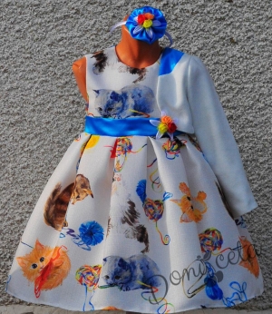 Официална детска рокля с котенца 265К