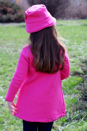 Детско палто от триконечна вата в циклама  с шапка