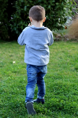 Детско  сако за момче в сиво с кръпки
