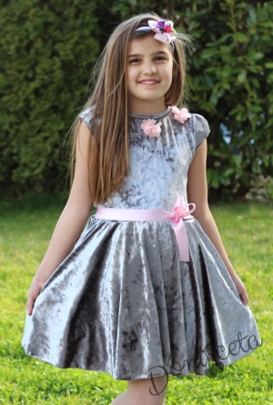 Детска плюшена рокличка в сиво