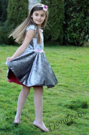 Детска плюшена рокличка в сиво