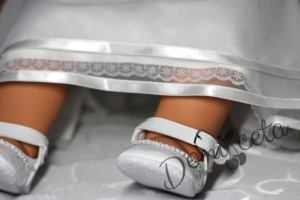 Официална детска рокля в бяло и пепел от рози за шаферка или кръщене