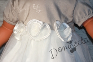 Официална бебешка/детска рокля за шаферка или кръщене в екрю и бежово с тюл