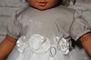 Официална бебешка/детска рокля за шаферка или кръщене в екрю и бежово с тюл