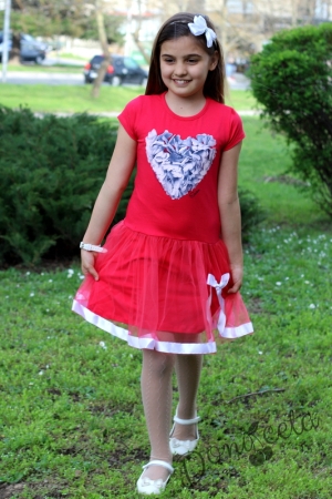 Лятна детска рокля в цвят малина