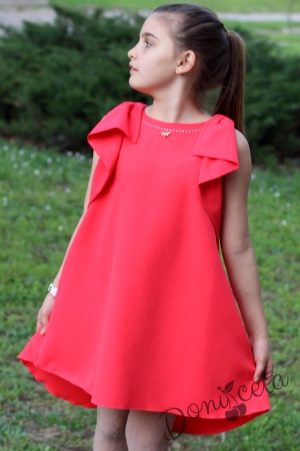 Детска лятна рокля в цвят корал Контраст 