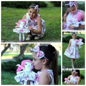 Комплект от детска рокля, диадема и кукла