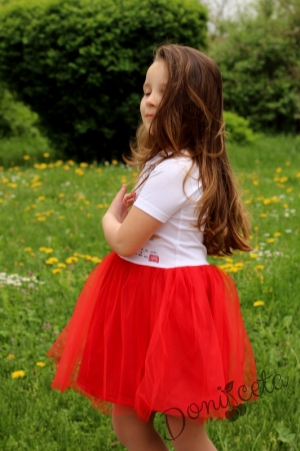 Лятна детска рокля с тюл в червено