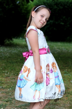 Официална детска рокля в в тюркоаз с принцеси