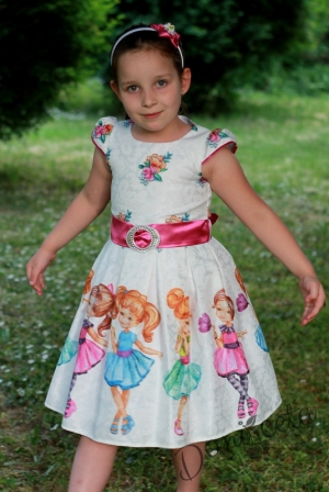 Официална детска рокля в в тюркоаз с принцеси