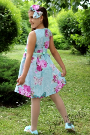 Комплект от детска рокля, диадема и аксесоар зайче с рокличка