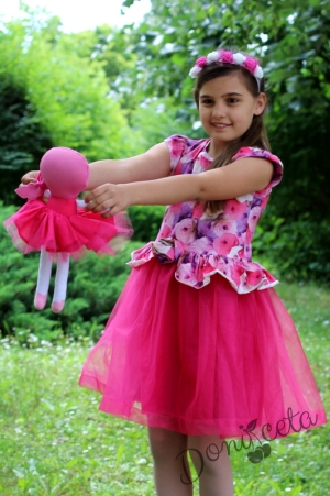 Детска рокля с тюл в лилаво