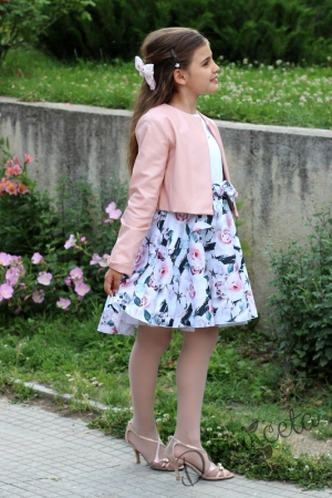 Short synthetic leather jacket in pink