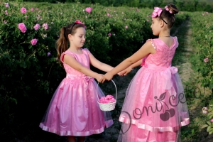 Официална детска дълга рокля в розово