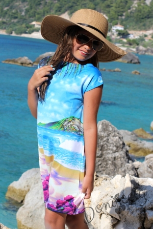  Детска лятна рокля за момиче с морски пейзаж