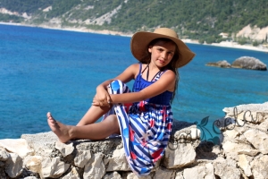Детска лятна рокля с морски мотиви с лента