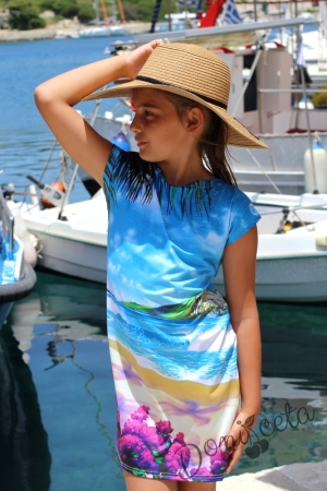  Детска лятна рокля за момиче с морски пейзаж
