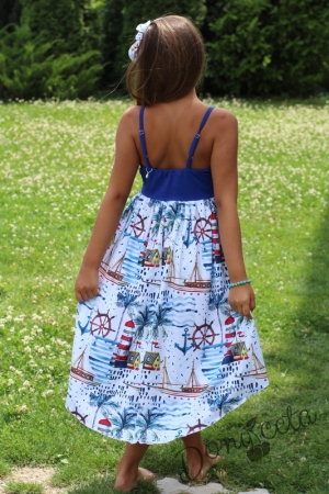 Summer children's dress with sea motifs 