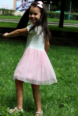 Лятна детска рокля с тюл в розово