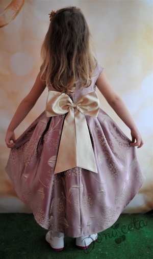 Официална детска рокля с голяма панделка отзад